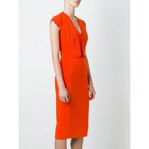 Antonio Berardi Bright Orange Scalloped Edge Sheath Dress
